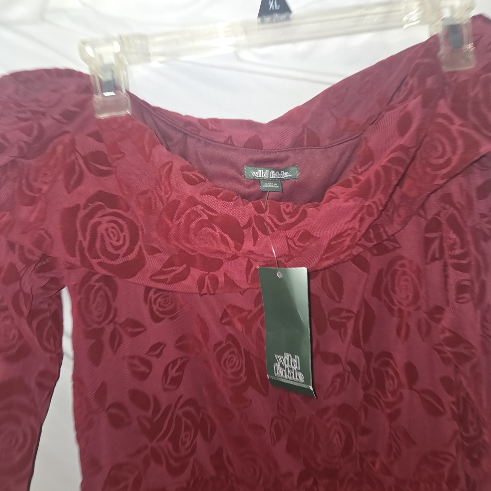 wild fable Rose Burnout Red Dress - Picture 5 of 6